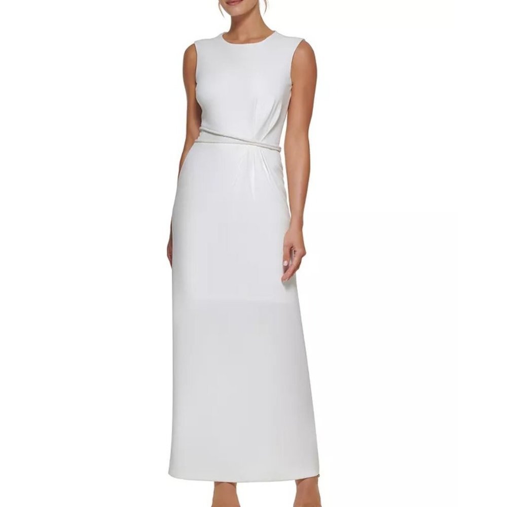 DKNY Beaded-Waist Column Gown